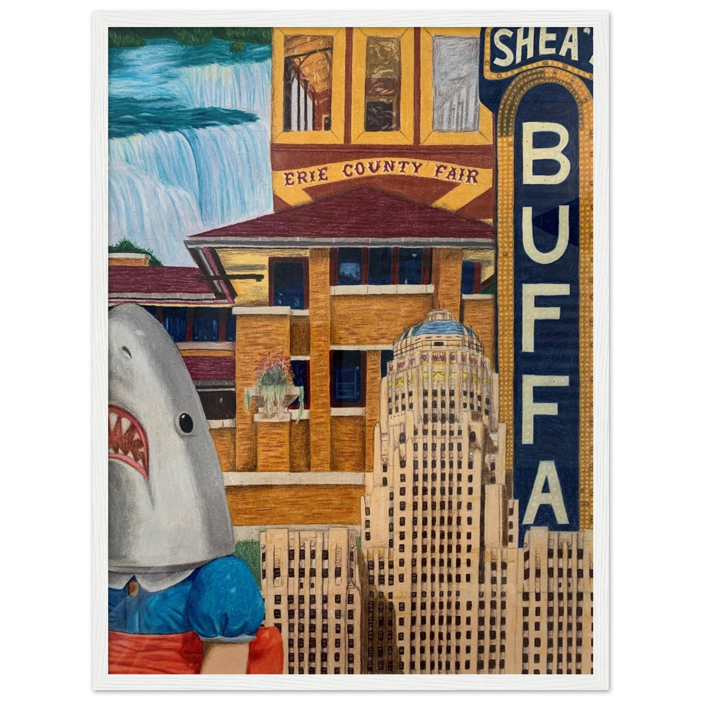 "The City" (18" x 24") Wooden Framed Poster - Classic Semi-Glossy Paper