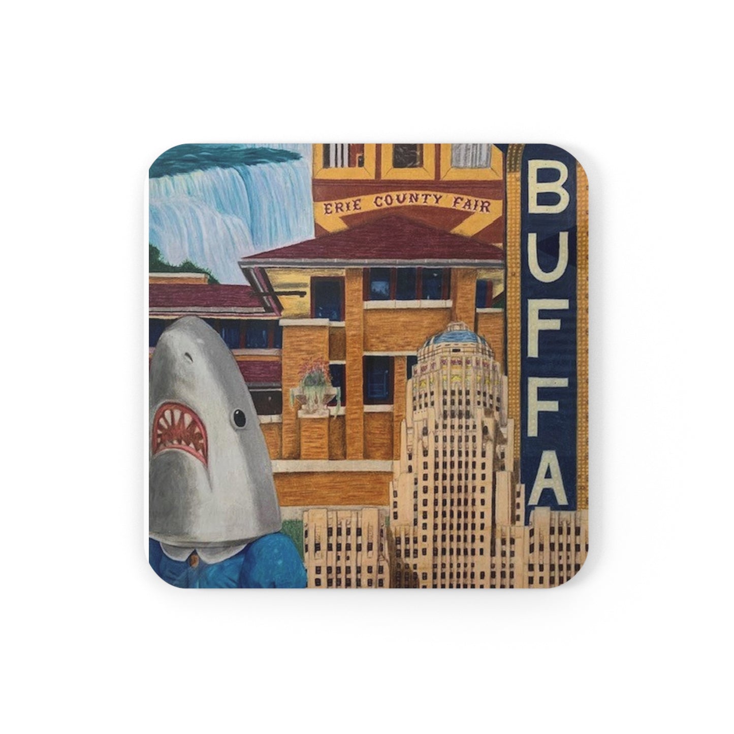 "The City" Cork Back Coaster